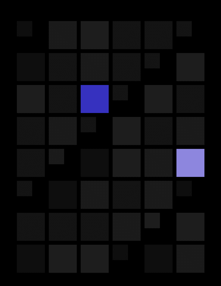 Grid of dark UI tiles with two highlighted in accent purple, standing out from the rest