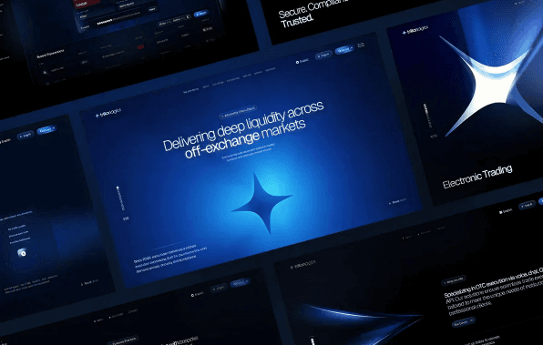 Web application dashboard screens arranged at an angle