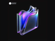 Iridescent glass folder rendered in three dimensions