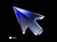 Iridescent glass cursor rendered in three dimensions